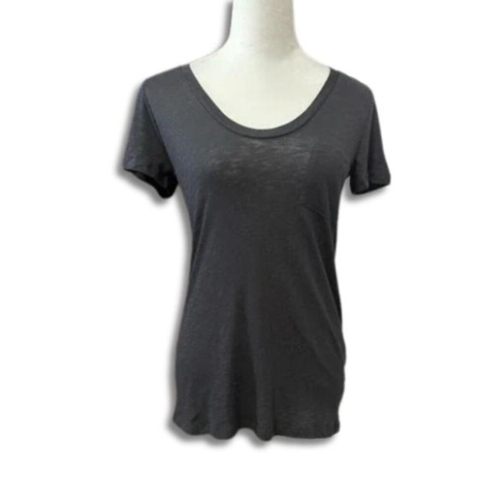 Caslon T-Shirt Scoop Neckline Short Sleeves Cut Cotton Modal Blend Black XS NWOT